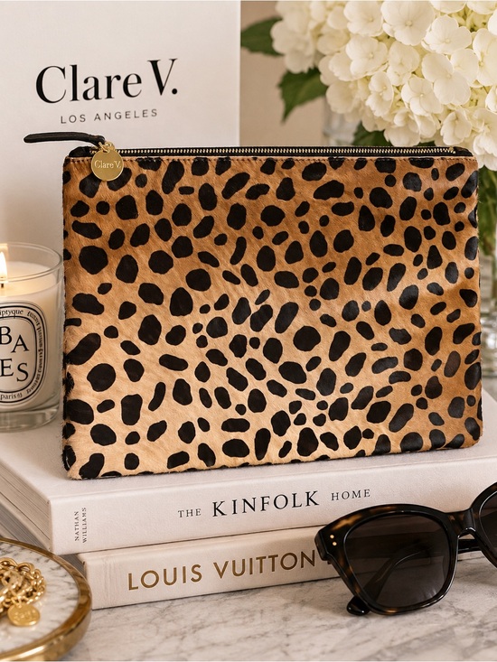 Clare V Handbags - Clare V. Leopard Cow Hair Clutch Bag | Genuine Hair-On Hide